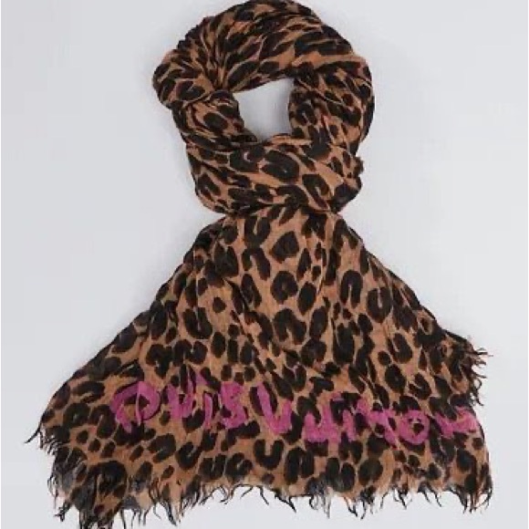 RARE LOUIS VUITTON Stephen Sprouse Graffiti Leopard Etole Scarf Limited Pink - Picture 1 of 2